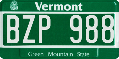 VT license plate BZP988