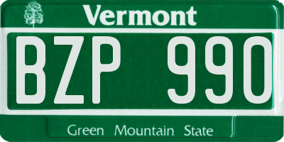 VT license plate BZP990