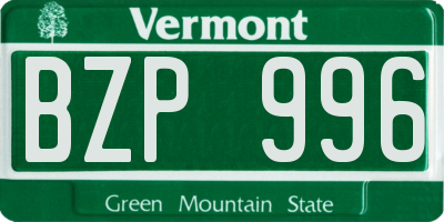 VT license plate BZP996