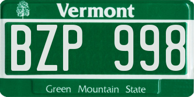 VT license plate BZP998