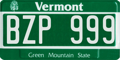 VT license plate BZP999