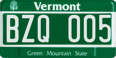 VT license plate BZQ005