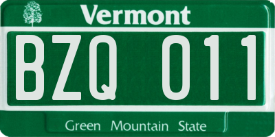 VT license plate BZQ011