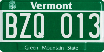 VT license plate BZQ013