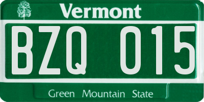 VT license plate BZQ015