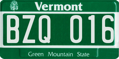 VT license plate BZQ016