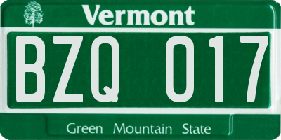 VT license plate BZQ017