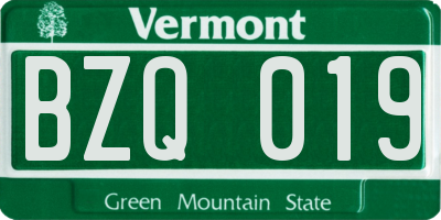 VT license plate BZQ019