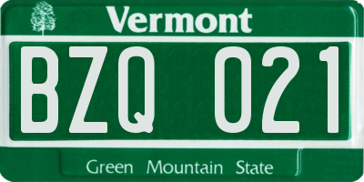 VT license plate BZQ021