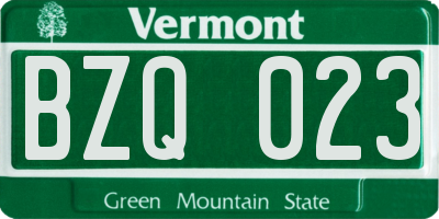 VT license plate BZQ023