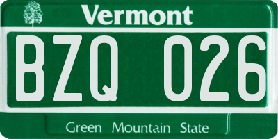 VT license plate BZQ026