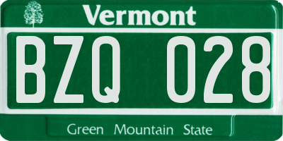 VT license plate BZQ028