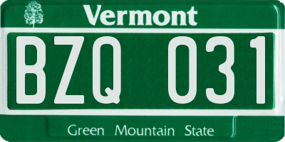 VT license plate BZQ031