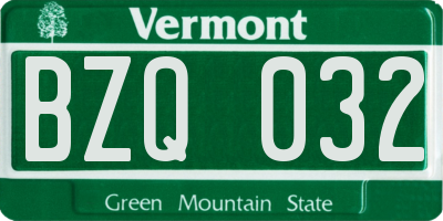 VT license plate BZQ032