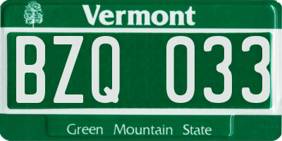 VT license plate BZQ033