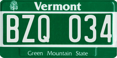 VT license plate BZQ034