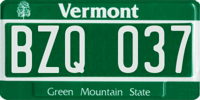 VT license plate BZQ037