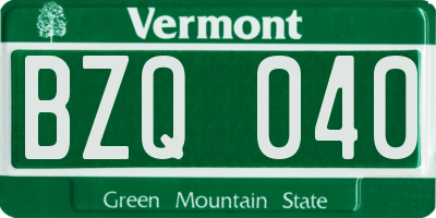 VT license plate BZQ040