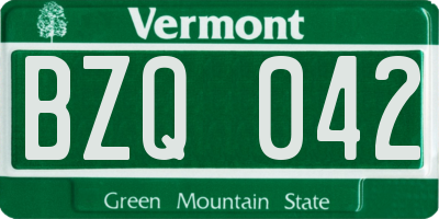 VT license plate BZQ042