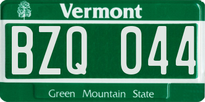VT license plate BZQ044