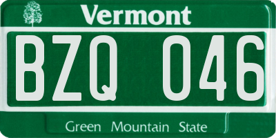VT license plate BZQ046