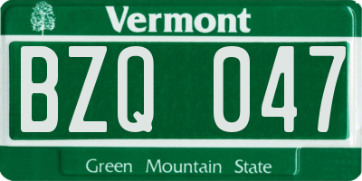 VT license plate BZQ047
