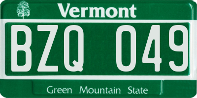 VT license plate BZQ049