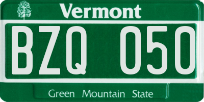 VT license plate BZQ050