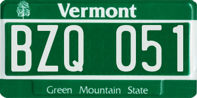 VT license plate BZQ051