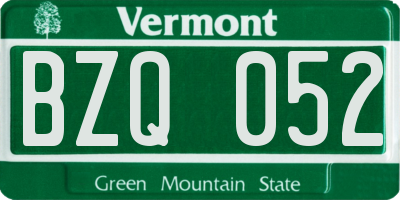 VT license plate BZQ052