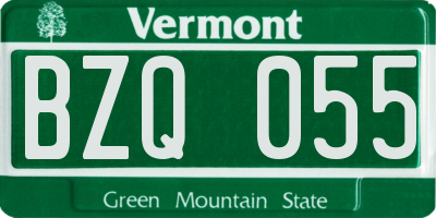 VT license plate BZQ055