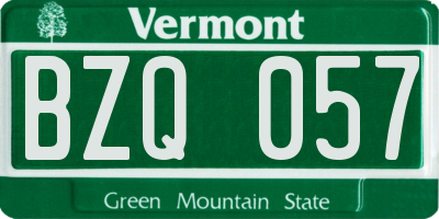 VT license plate BZQ057