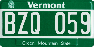 VT license plate BZQ059