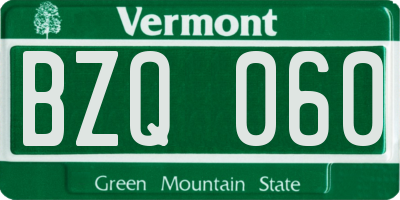 VT license plate BZQ060