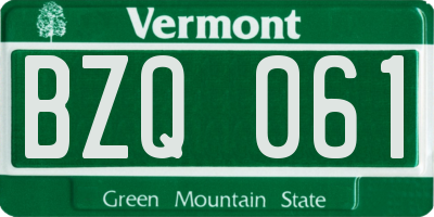 VT license plate BZQ061