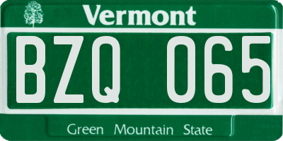 VT license plate BZQ065