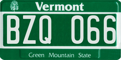 VT license plate BZQ066