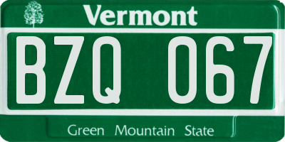 VT license plate BZQ067