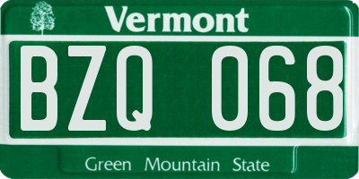 VT license plate BZQ068