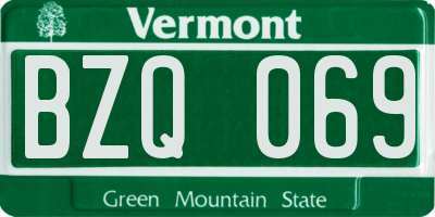 VT license plate BZQ069