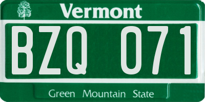 VT license plate BZQ071
