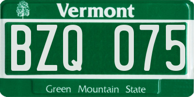 VT license plate BZQ075