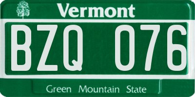VT license plate BZQ076