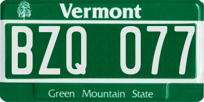 VT license plate BZQ077