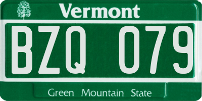 VT license plate BZQ079