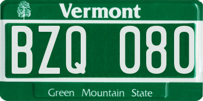 VT license plate BZQ080