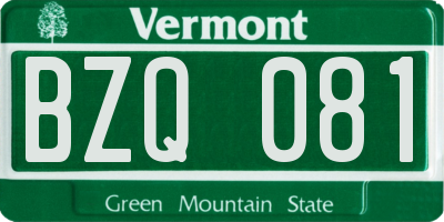 VT license plate BZQ081
