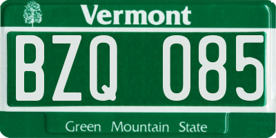 VT license plate BZQ085