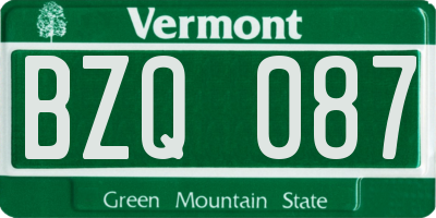 VT license plate BZQ087