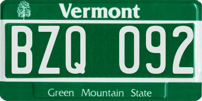 VT license plate BZQ092